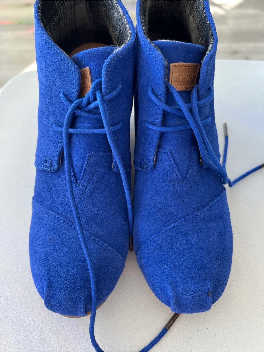 Toms Royal Blue Suede Lace-Up Ankle Boots
